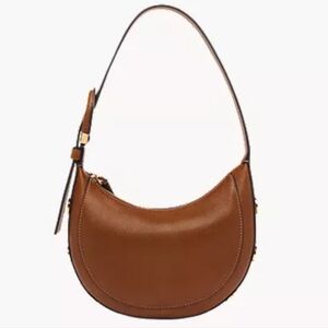 Fossil Harwell Crescent Leather Shoulder Bag Brown NWT